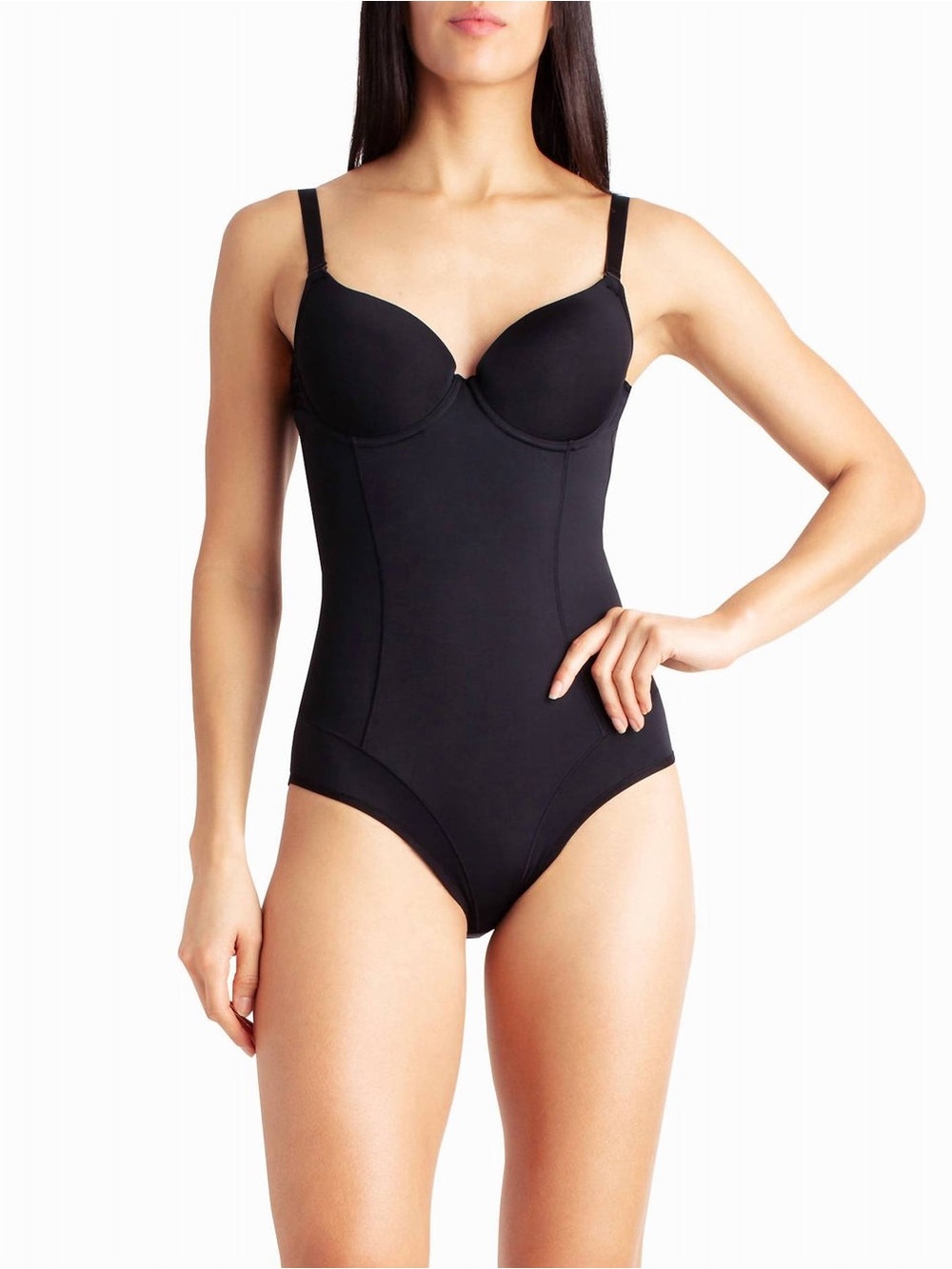 Nicole Miller Scuba Shaping Molded Cup Bodysuit Black L NWOT
